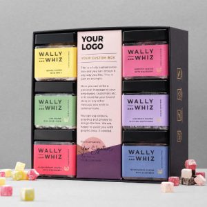 Wally and Whiz gourmet vingummi gaveæske med eget design, luksus
