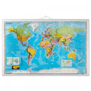 Rullet Verdens kort 137 x 89 cm.